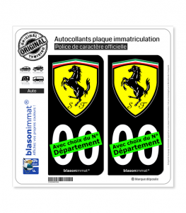 Ferrari - Blason | Autocollant plaque immatriculation (Fond Noir)