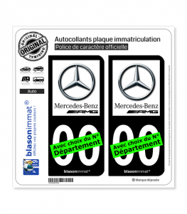 Mercedes-Benz - AMG | Autocollant plaque immatriculation (Fond Noir)
