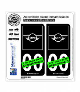 Mini | Autocollant plaque immatriculation (Fond Noir)