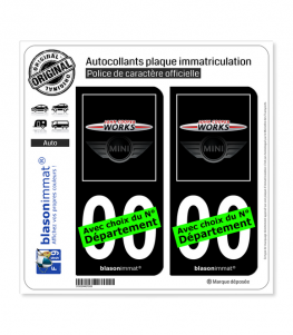 Mini - John Cooper Works | Autocollant plaque immatriculation (Fond Noir)