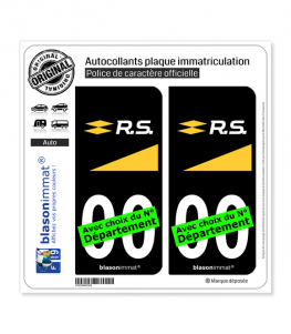 Renault - Sport | Autocollant plaque immatriculation (Fond Noir)