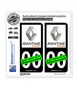 Renault - Avantime | Autocollant plaque immatriculation (Fond Noir)