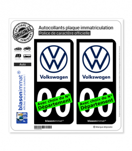 Volkswagen | Autocollant plaque immatriculation (Fond Noir)