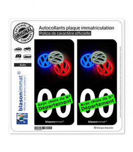 Volkswagen - Trio | Autocollant plaque immatriculation (Fond Noir)