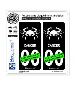 Cancer - Emblème | Autocollant plaque immatriculation (Fond Noir)