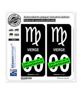 Vierge - Symbole | Autocollant plaque immatriculation (Fond Noir)