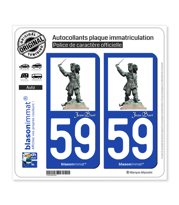 Jean Bart - Statue | Autocollant plaque immatriculation