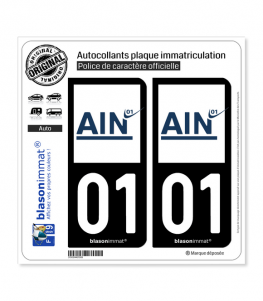 01 Ain - Département | Autocollant plaque immatriculation
