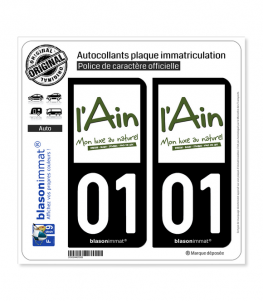 01 Ain - Tourisme | Autocollant plaque immatriculation