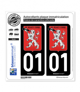 01 Bugey Libre - Armoiries | Autocollant plaque immatriculation