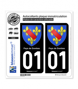 01 Pays de Dombes - Armoiries | Autocollant plaque immatriculation