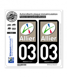 03 Allier - Département | Autocollant plaque immatriculation