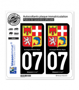 07 Auvergne-Rhône-Alpes - Armoiries | Autocollant plaque immatriculation