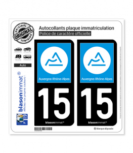 15 Auvergne-Rhône-Alpes - Région | Autocollant plaque immatriculation