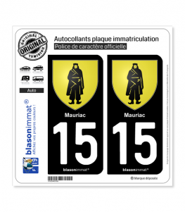 15 Mauriac - Armoiries | Autocollant plaque immatriculation