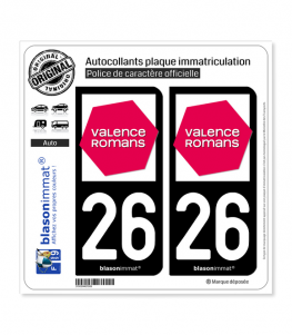 26 Valence - Agglo | Autocollant plaque immatriculation