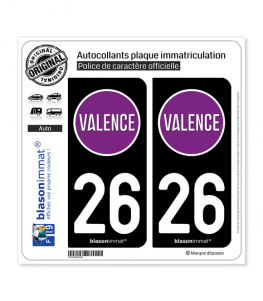 26 Valence - Ville | Autocollant plaque immatriculation