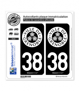 38 Grenoble - Ville | Autocollant plaque immatriculation