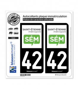 42 Saint-Etienne - Métropole | Autocollant plaque immatriculation