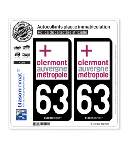 63 Clermont-Ferrand - Agglo | Autocollant plaque immatriculation