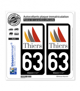 63 Thiers - Ville | Autocollant plaque immatriculation