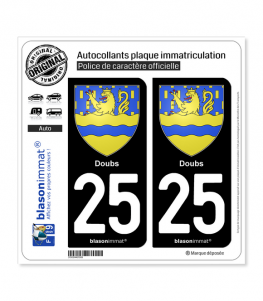 25 Doubs - Armoiries | Autocollant plaque immatriculation