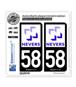 58 Nevers - Ville | Autocollant plaque immatriculation