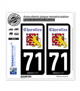 71 Charolles - Ville | Autocollant plaque immatriculation