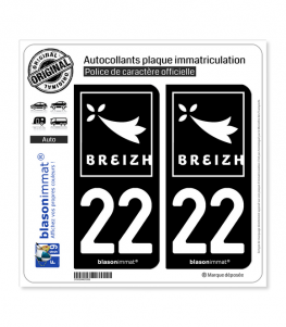 22 Breizh - Rannvro | Autocollant plaque immatriculation