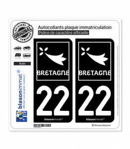 22 Bretagne - Région | Autocollant plaque immatriculation
