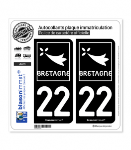 Autocollants Immatriculation Voiture, Départements de Bretagne (22