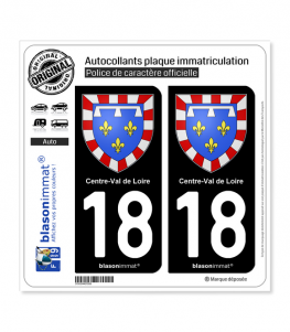 18 Centre-Val de Loire - Armoiries | Autocollant plaque immatriculation