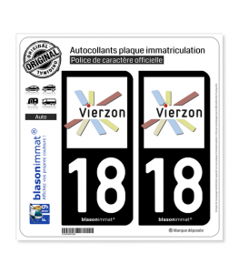 18 Vierzon - Ville | Autocollant plaque immatriculation