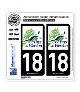 18 Vierzon - Pays | Autocollant plaque immatriculation