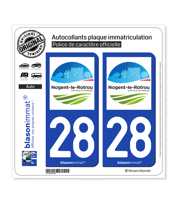 28 Nogent-le-Rotrou - Ville | Autocollant plaque immatriculation