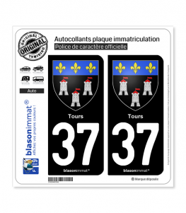 37 Tours - Armoiries | Autocollant plaque immatriculation