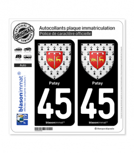 45 Patay - Armoiries | Autocollant plaque immatriculation