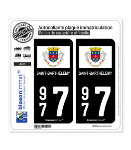 977 Saint-Barthélemy - Drapeau | Autocollant plaque immatriculation