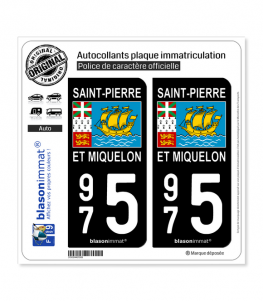 975 Saint-Pierre et Miquelon - Drapeau | Autocollant plaque immatriculation