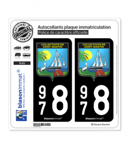 978 Saint-Martin - Armoiries | Autocollant plaque immatriculation