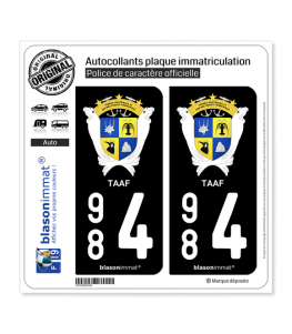 984 TAAF - Armoiries | Autocollant plaque immatriculation