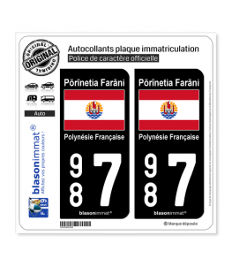 987 Polynésie Française - Drapeau | Autocollant plaque immatriculation