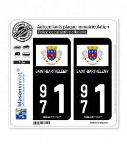 971 Saint-Barthélemy - Drapeau | Autocollant plaque immatriculation