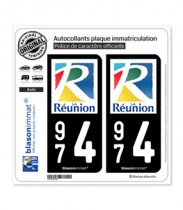 974 Réunion - Département | Autocollant plaque immatriculation