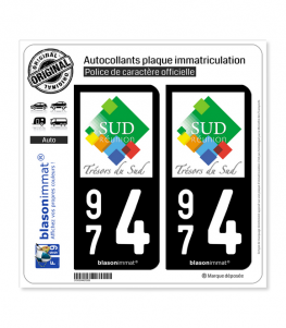 974 Réunion du Sud - Tourisme | Autocollant plaque immatriculation