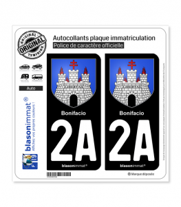2A Bonifacio - Armoiries | Autocollant plaque immatriculation