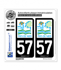 57 Pays de Nied| Autocollant plaque immatriculation (fond noir)
