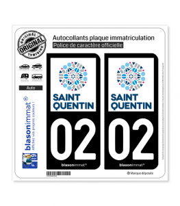 02 Saint-Quentin - Ville | Autocollant plaque immatriculation