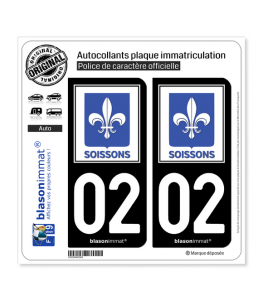 02 Soissons - Ville | Autocollant plaque immatriculation