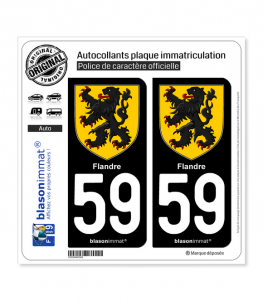 59 Flandre - Armoiries | Autocollant plaque immatriculation